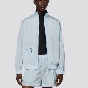 NWT Rains Track Jacket Small - Sky -Metallic Gray/Blue Water Resistant ‎ $155 XL